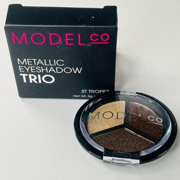 Model Co Metallic Eyeshadow Trio Palette St. Tropez Brown Neutrals 3g .1oz NIB - Picture 1 of 7